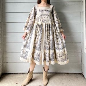 Handmade Bandana Dress/Beige/Midi SKU 0284